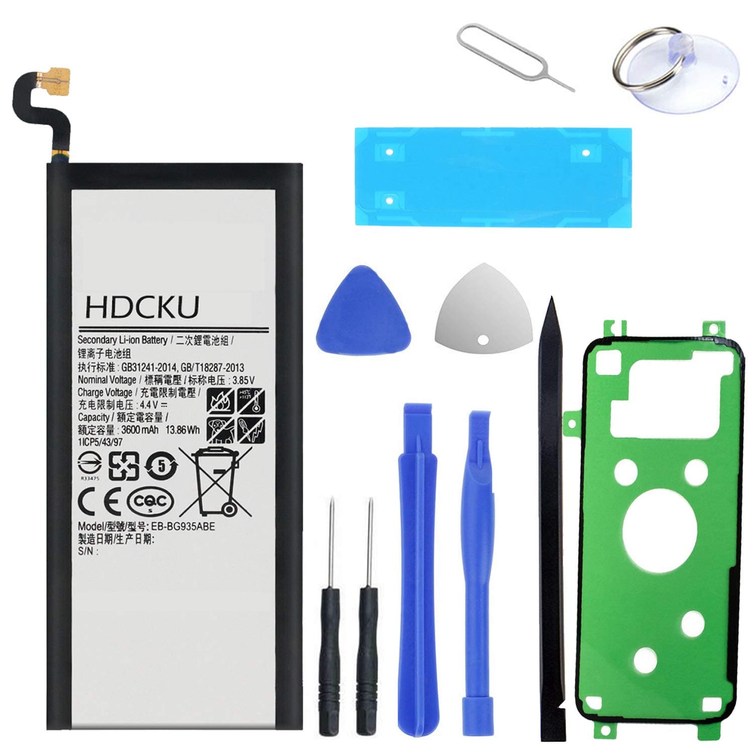 Battery Replacement Kit for Galaxy S7 Edge Battery for S7 Edge G935 EB-BG935ABE with Repair Tools and Instructions