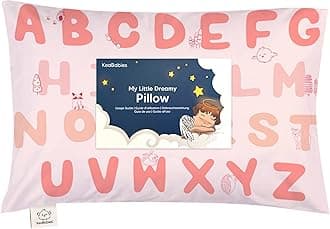 Toddler Pillow with Pillowcase - 13x18 My Little Dreamy Pillow - Organic Cotton Toddler Pillows for Sleeping, Kids Pillow, Travel Pillows for Sleeping, Mini Pillow, Toddler Bed Pillows (KeaABC Sakura)