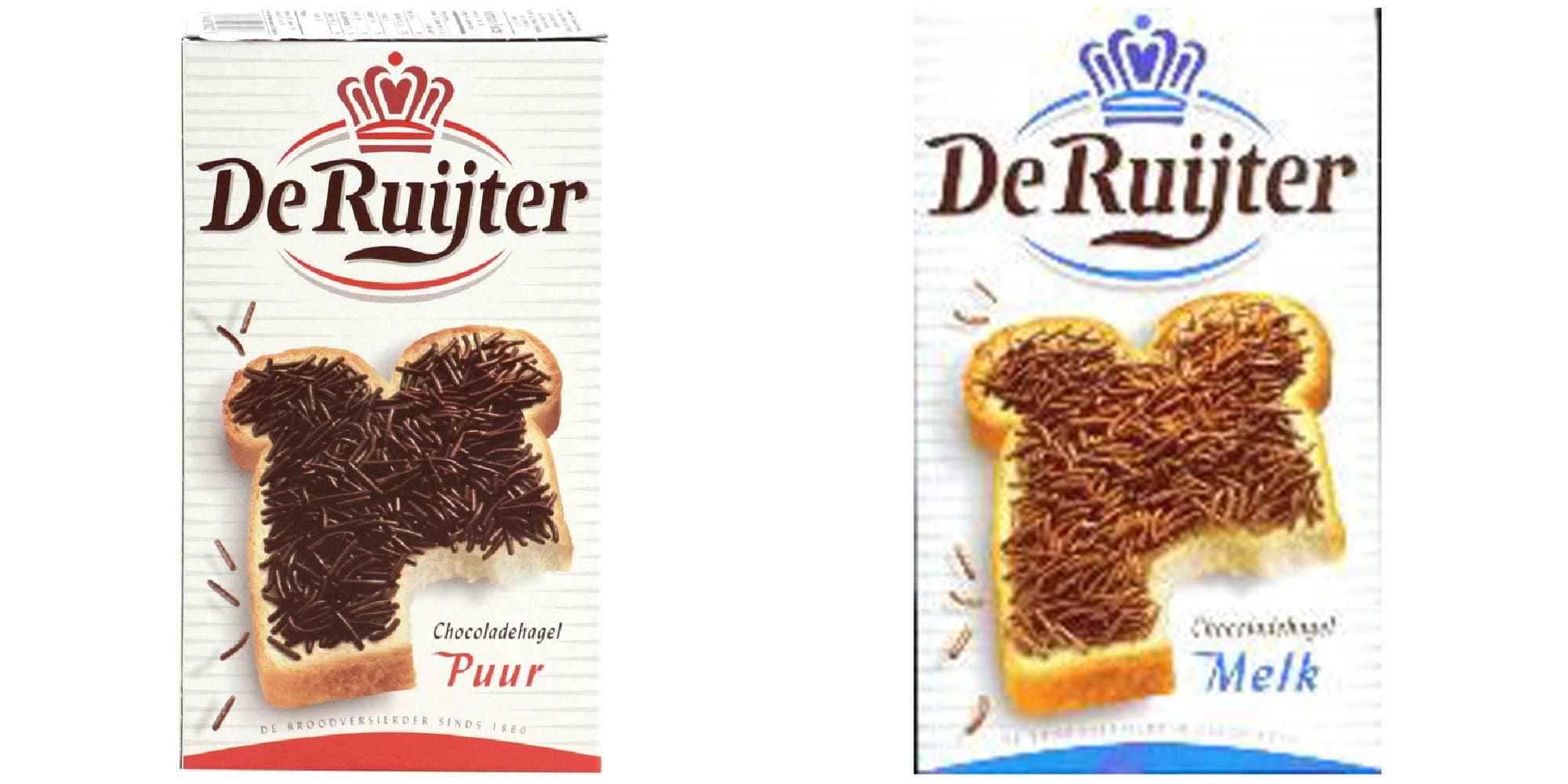 Combo Pack: 2 each De Ruijter Dark Chocolate Sprinkles and Milk Chocolate Sprinkles 7oz