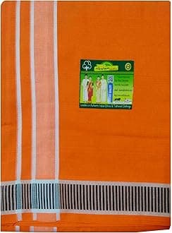 Men's Cotton Colored Dhoti with Fancy Border Kerala-style Veshti Mundu Kaili Lungi 2.0 Mtrs