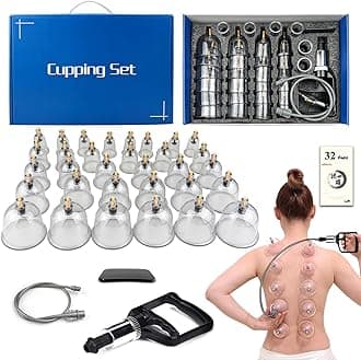 Cupping Therapy Set,32 Therapy Cups Cupping Set with Pump, Professional Chinese Acupoint Cupping Therapy Sets Hijama for Cupping Massage, Muscle&Joints