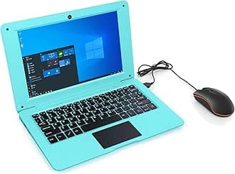 Portable 10.1 Inch Online Learning Computer Laptop Windows 10 OS Preinstalled Quad Core 32GB Netbook HDMI Webcam Office Netflix YouTube (Blue)