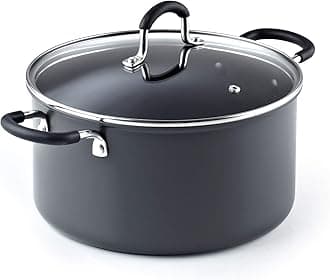 Cook N Home Casserole Dutch Oven Stockpot With Lid Professional Hard Anodized Nonstick 6-Quart , Oven Safe - with Stay-Cool Handles, black