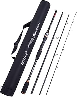 Goture Fishing Rods - Casting & Spinning Fishing Rods - Portable 2 & 4 Sections Lightweight Carbon Fiber Poles M Power MF Action 6.6ft - 7ft