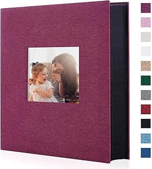 Fabric Photo Album 4x6 400 Large Capacity for Family Wedding Anniversary Linen Album Holds 400 Vertical Photos (400 Pockets, Purple)