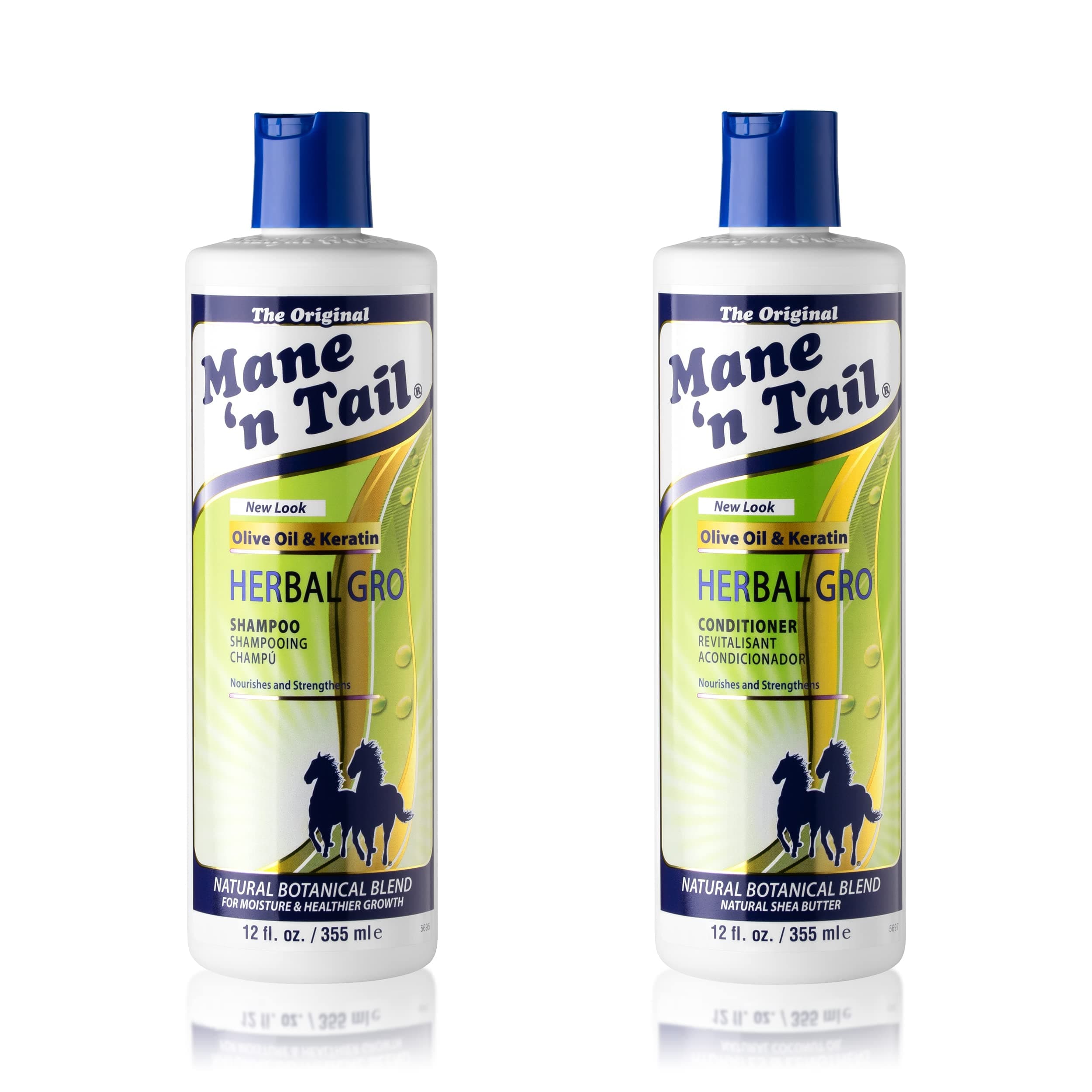 Mane 'n Tail The Original ?n Olive Oil Complex - Herbal Gro Shampoo + Conditioner - Strengthens & Nourishes - Reduces Breakage - 12 Oz - 2-Pack