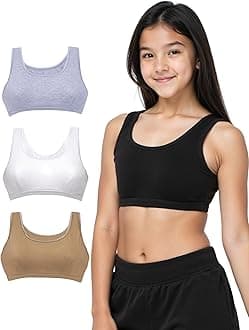 - Essentials Sports Bra for Girls, Cotton Non-Padded, Non-Wired Beginner T-Shirt Gym Workout Bra with Regular Strap, Training Bra for Teenagers (Pack of 4) Solid & Printed_Color May Vary