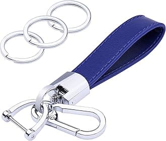 Genuine Leather Car Keychain, Universal Heavy Duty Key Fob Keychain Leather Key Chain Holder for Men and Women