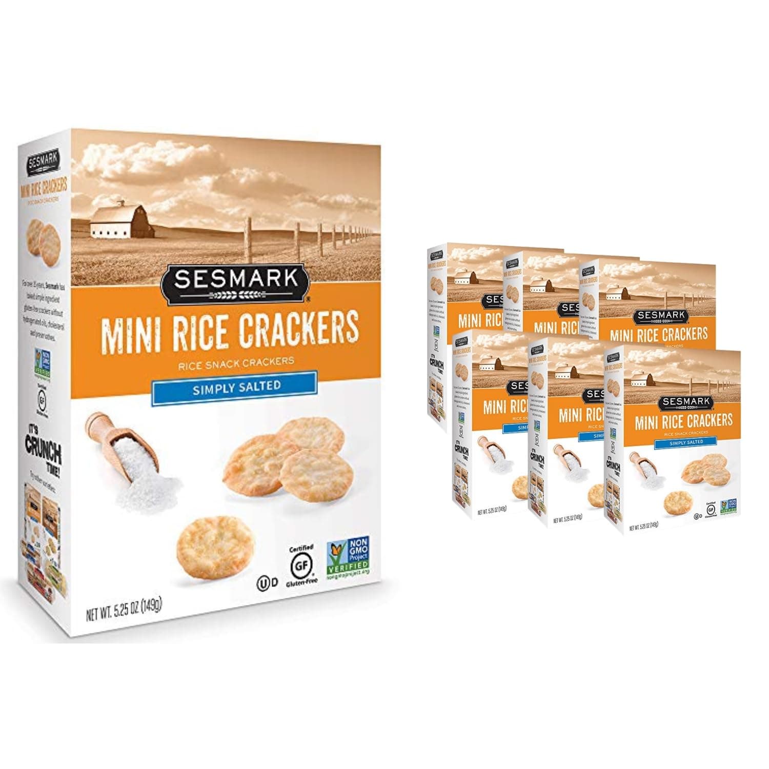 Mini Rice Crackers Simply Salted - Gluten Free Rice Crackers Non GMO Project Verified - 5.25 Oz. (Pack of 6)