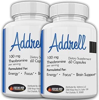 Addrell 2 Pack Energy Stimulant Pills- Study Supplement Alternative Pill, Natural Nootropic Supplements & Cognitive Enhancer Substitute to Elevate Mental Clarity- 120 Capsules