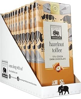 Endangered Species Dark Chocolate Bar with Hazelnut Toffee (72% cocoa)