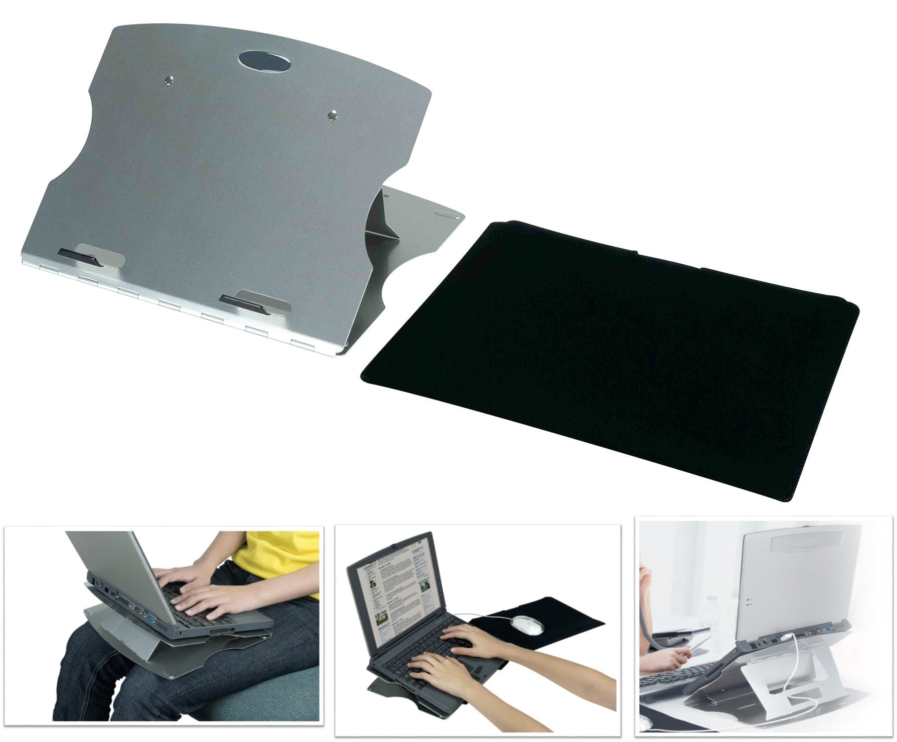 MAX SMART Office Ergonomic Laptop Lap Stand Riser Aluminum Metallic, Thin, Portable, Patent Designed and Adjustable Angles for Notebook Laptop