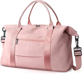 Travel Duffel Bag, Waterproof Weekender Bag Carry-on Tote Bags for Women, Duffel Bag Sport Gym Bag for Men, Hospital Bag for Work and Delivery, Overnight Bag Luggage Bag with Trolley Sleeve, 01 Coral