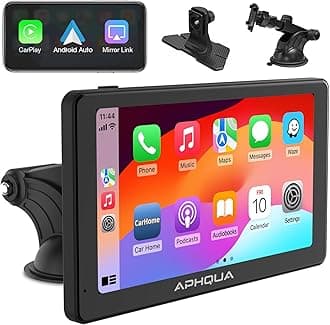 Wireless Portable Carplay and Android Auto,Car Play Screen for Car with Mirror Link/Bluetooth 5.0/AUX/FM,7‘’Carplay Box with Detachable Sunshade for All Vehicles