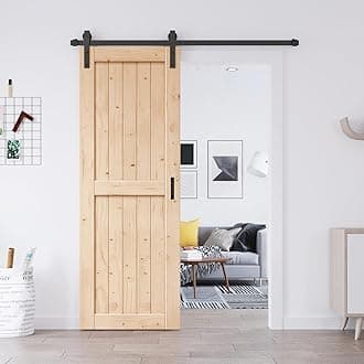 EaseLife 30in x 84in Sliding Barn Doors with 5FT Barn Door Hardware Included & Handle,DIY Assemblely,Easy Install,Apply to Interior Rooms & Storage Closet,H-Frame
