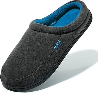 NewDenBer Men's Warm Memory Foam Suede Plush Fleece Lined Slip on Indoor Outdoor Clog House Slippers