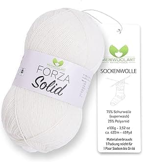 MeriWoolArt® Sock Wool 4-Ply - 100 g Merino Wool Yarn for Knitting & Crocheting, 75% Virgin Wool (Superwash), 25% Polyamide, 420 m - Ideal for Socks for Men and Women, Sweaters & Cardigans 4601