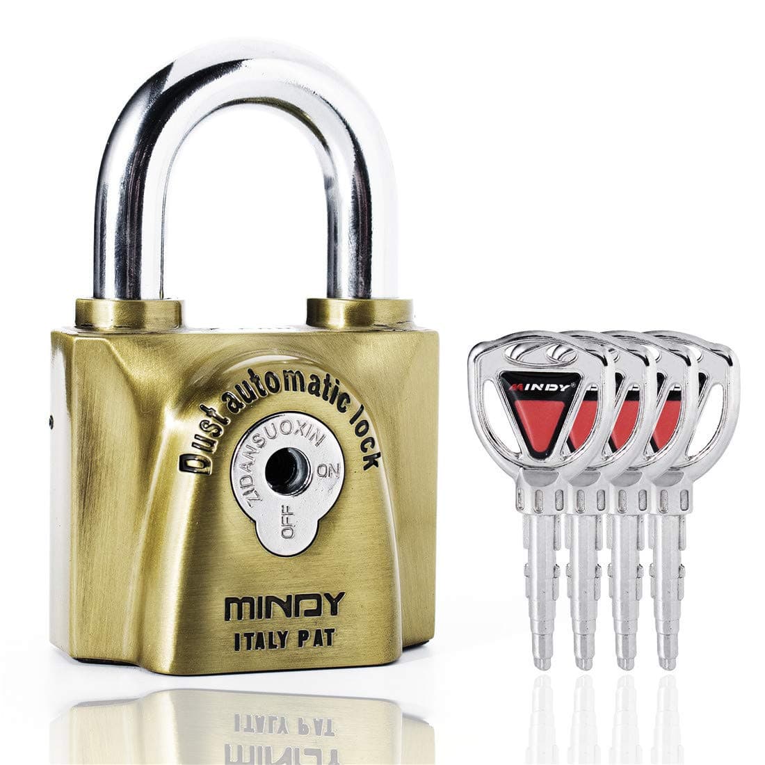 60mm Heavy Duty Lock Warehouse Waterproof Keyed Padlock Top Security Lock with 4pcs Keys, Metalic finish, Brass