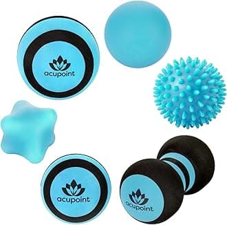 Acupoint Massage Ball Therapy Set for Muscle Knots and Post-Workout - Physical Therapy Balls, Trigger Point & Yoga Therapy, Massage Ball for Feet - 6-Piece Set (Blue)