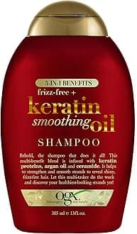 Frizz-Free + Keratin Smoothing Oil Shampoo, 5 in 1, for Frizzy Hair, Shiny Hair, 13 Fl Oz