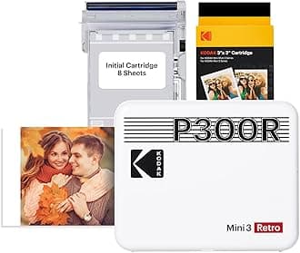 Mini 3 Retro 3x3'' Portable Photo Printer, 38 Sheets, Bluetooth Smartphone Printer for iPhone & Android, Instant Color Prints, 4PASS Dye Sublimation, White