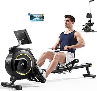 Rowing Machine for Home, 350 LB Capacity, 16-Level Silent Resistance, Magnetic Rowing Machines for Home Foldable, Full-Body Workout Compact Rowing Machine for Cardio & Strength with APP Support