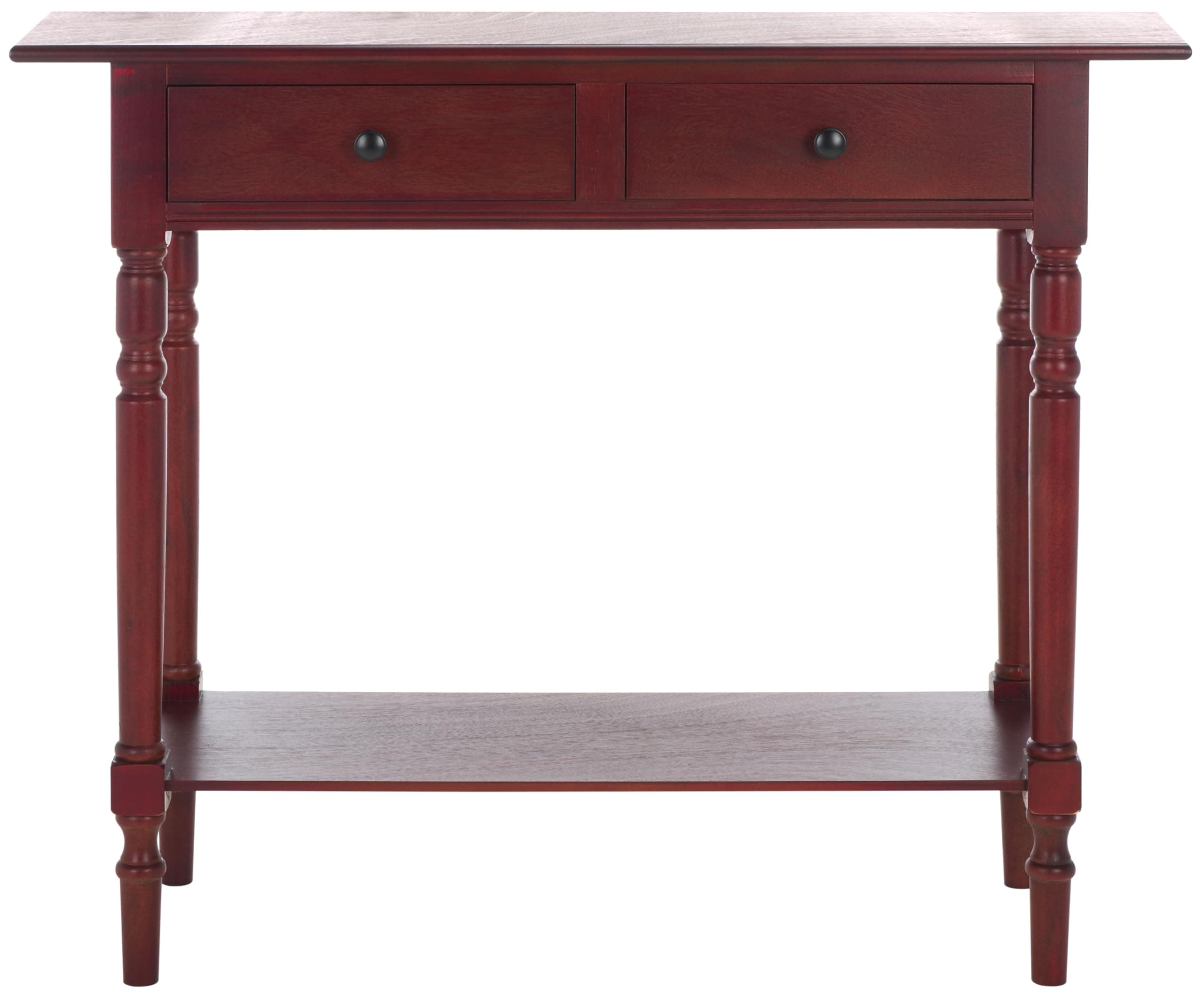 Home Collection – Rosemary Dark Cherry Console Table with Drawers & Shelf, Classic Contemporary Storage Console, Turned Leg Design (AMH5705D)