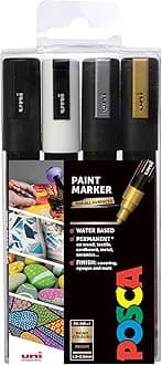 4 Paint Markers, 5M Medium Set of Mono-Colors With Reversible Tips - Acrylic Paint Pens for Art Supplies, Fabric Paint, Art Markers