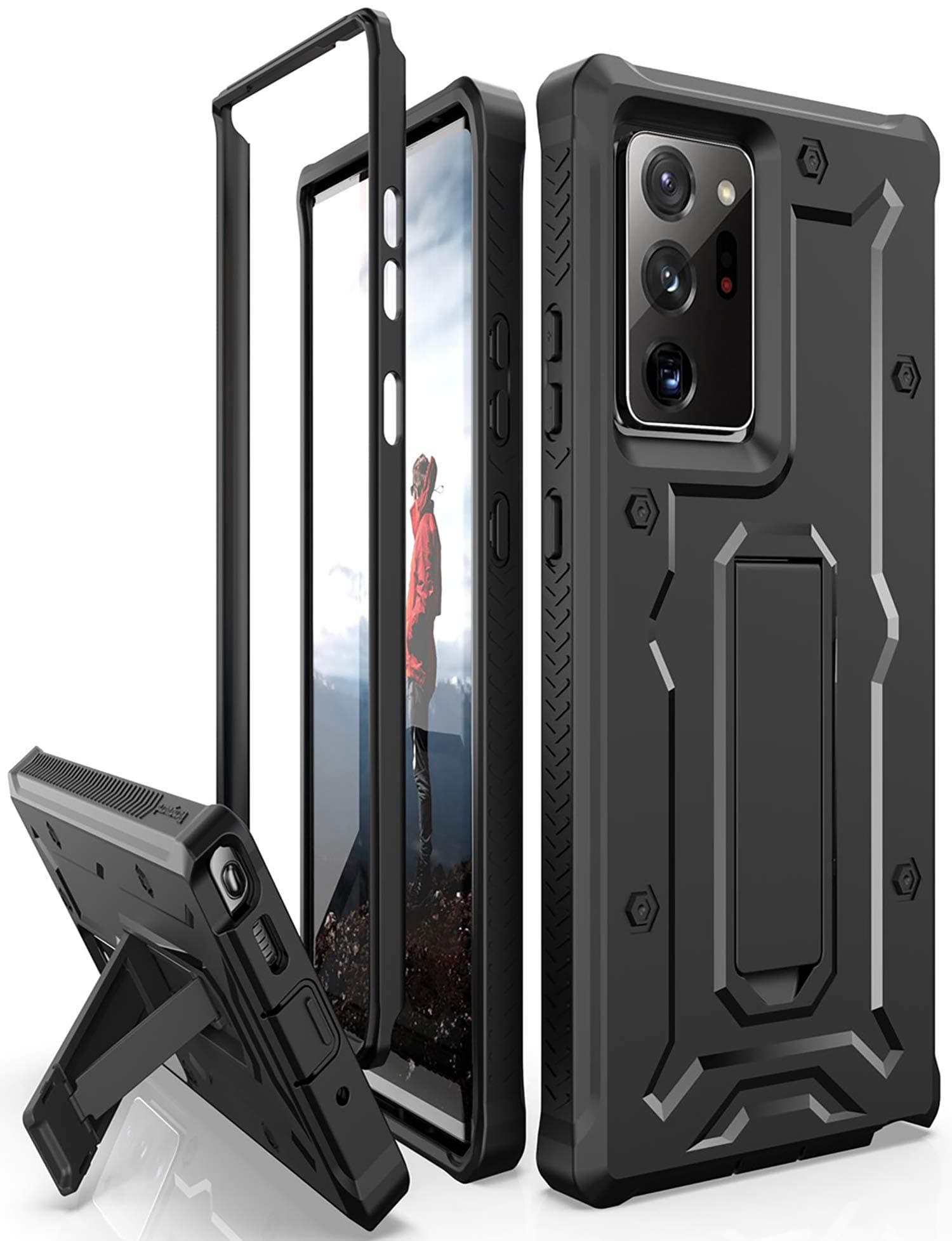 Vanguard Compatible with Samsung Galaxy Note 20 Ultra 5G Case (2020 Release) Military Grade Full-Body Rugged with Built-in Kickstand [Screenless Version] - Black