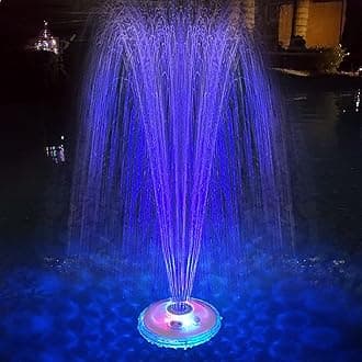 Floating Pool Fountain with Underwater Light Show, Floating Pond Fountain, 2 Spray Modes Waterfall Fountain, Waterproof Sprinkler Fountains for Inground Above Ground Pools