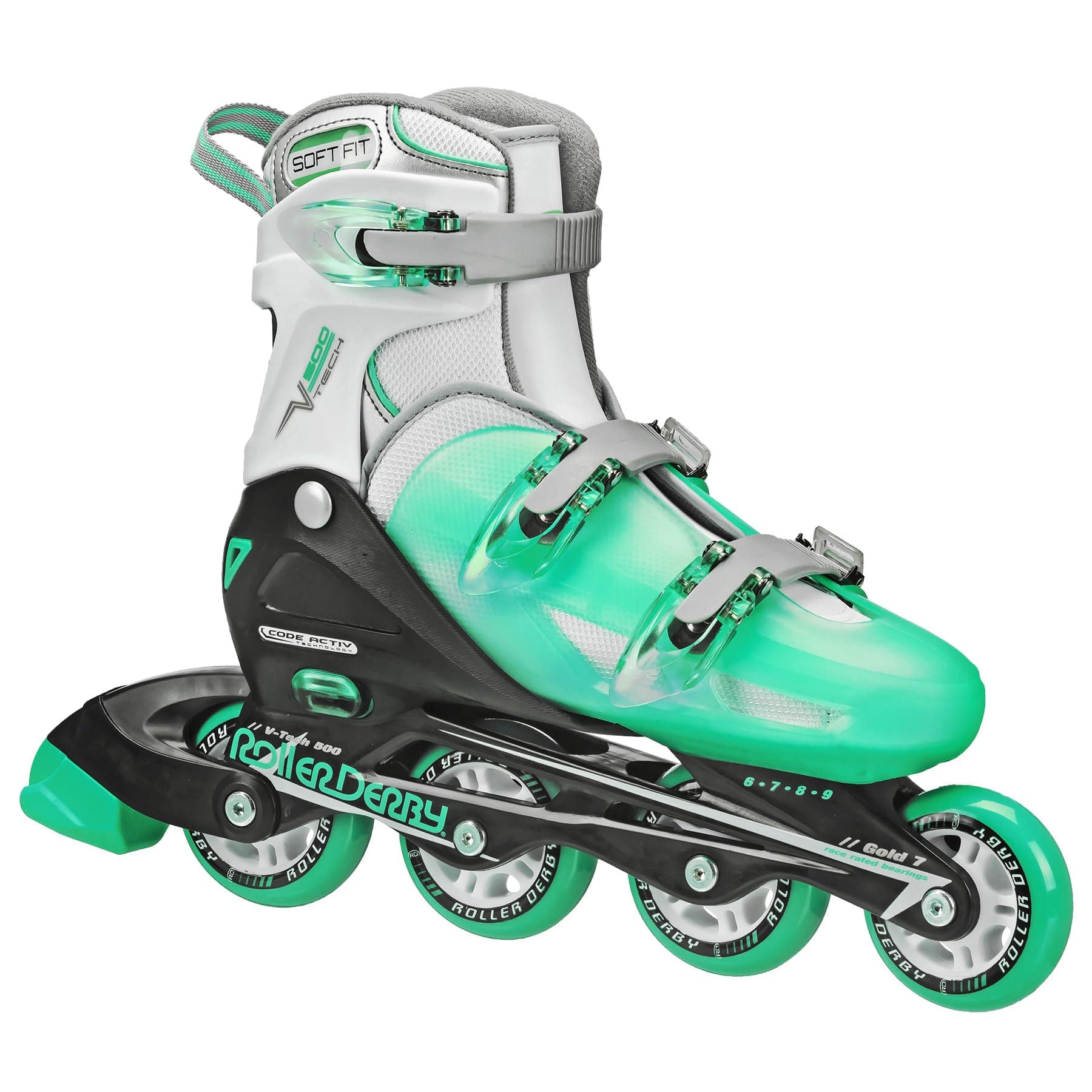 (Mint) - Roller Derby Women's V-Tech 500 Button Adjustable Inline Skate