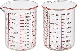 High Borosilicate Glass Measuring Cup-V-Shaped Spout，Glass Measuring Beaker for Kitchen or Restaurant, Easy to Read, 120 ML (4 Oz)-Pack of 2