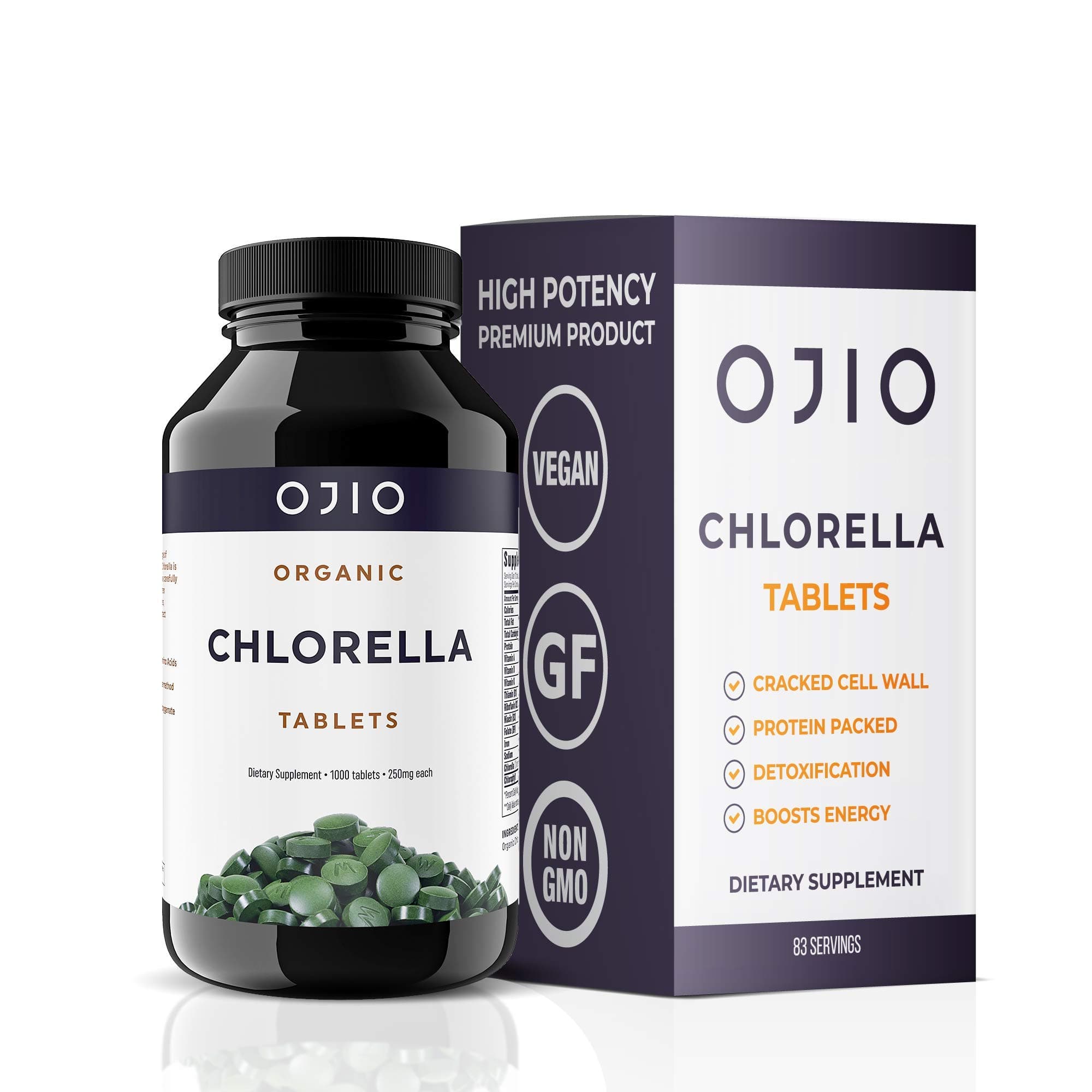 Premium Chlorella Tablets, Kosher, Highest Potency, Pure Chlorella Raw Superfood, Cracked Cell Wall, High in Protein, No Additives or Fillers - 1000 Count (Pack of 1)