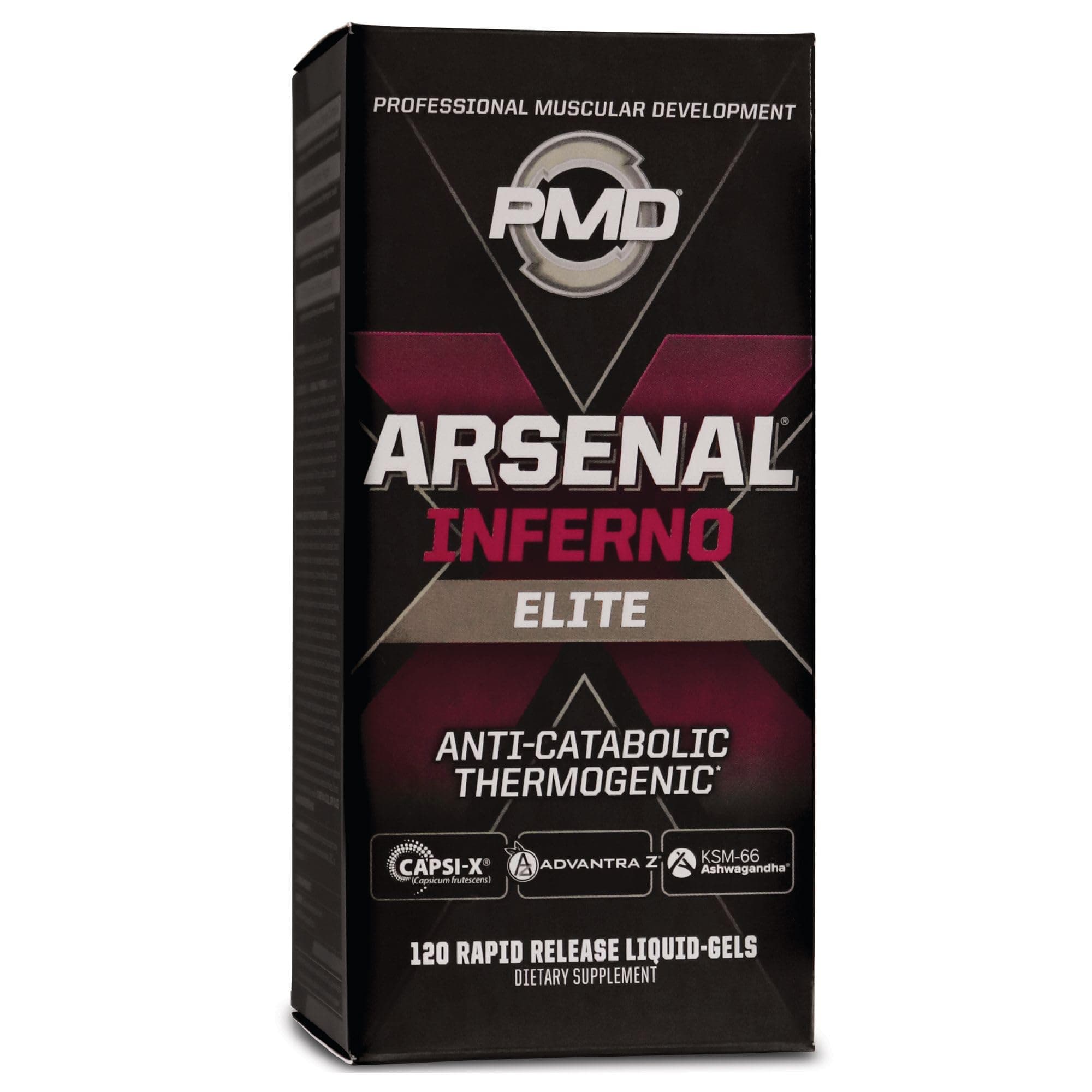 PMD Sports Arsenal X Inferno Superior Fast-Acting Liquid Gel Thermogenic Dietary Supplement - Fat Burner and Muscle Maintenance - Increase Metabolism and Energy Booster - 120 Liquid Gels