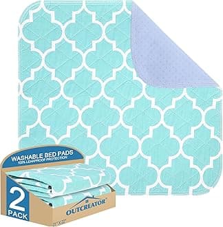 OUTCREATOR® Washable Bed Pads 21" x 22" (Pack of 2), Incontinence Mattress Protector, Anti-Slip Waterproof Underpads for Adults Kids Elderly Pets, Absorbency & Reusable Bedwetting Pads (Green)