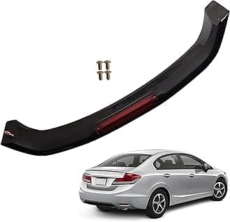munirater Rear Trunk Spoiler Wing with Brake Light Lamp Glossy Black Replacement for Civic 2013-2015