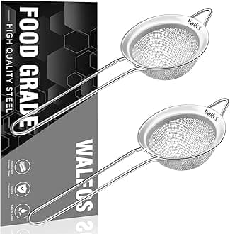 Walfos Small Fine Mesh Tea Strainer, Mini Stainless Steel Sieve with Handle, 2.7 Inch Kitchen Metal Sifter Strainers for Tea, Juicing, Coffee, Cocktail, Powdered Sugar, Matcha (2 Pack)