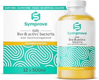 Symprove Liquid Probiotic, Billions of Live & Active Bacteria, Pineapple Flavour, Water-Based, Dairy & Gluten Free, Vegan (12 x 500ml)
