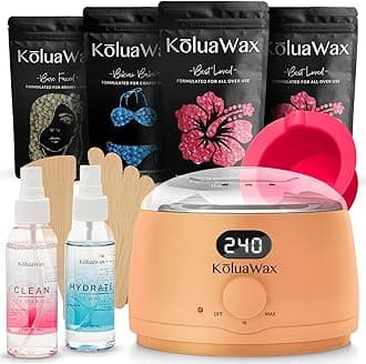 KoluaWax Premium Waxing Kit for Women - Beginner Friendly - Complete Wax Kit that includes 14oz of Wax Beads, Applicator, Pre and Post Care, Suitable for Sensitive Skin (Peach Fuzz)