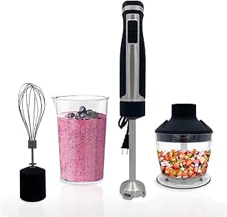 Blendtec Immersion Blender - Handheld Stick Blender, Hand Blender, Whisk, and Food Processor - Includes 3 Attachments, 20 oz BPA-Free Jar, and Storage Tray - Stainless Steel