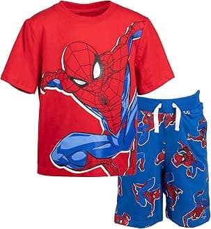 Marvel Avengers Spider-Man Toddler Boys T-Shirt French Terry Shorts Blue / Red 4T