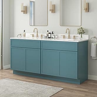 Vanity Art 66 Inch Bathroom Vanity Base Cabinet Double Sink Top (Without Sink), Soft Closing Door, Storage Unassembled Cabinet, Green, 2ea 33 Inch Cabinet Combo