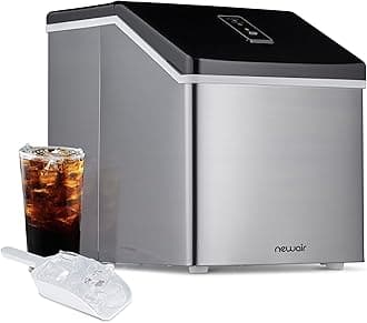 Newair Silver Countertop Ice Maker Machine, Compact Automatic Ice Maker, Cubes Ready in Under 15 Minutes, Portable Ice Cube Maker, Perfect for Home/Kitchen/Office/Bar