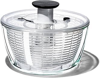 Good Grips Glass Salad Spinner, Large/6.22 Quart, Clear