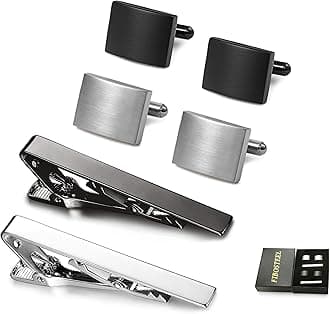 Cufflinks for Men Classic Black Cufflink Set Unique Round Square Rectangle Cuff Links for Business Shirt Formal Wedding Tuxedo Groom Suit Accessories Men Present