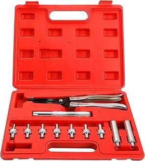 DASBET Valve Stem Seal Remover and Installer Valve Stem Seal Removal Tool Car Engine Repair Kit Set with Plier Driving Sockets, Drive Handle and Adapters