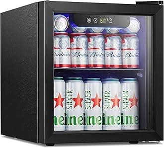 Mini Fridge Cooler - 12 Bottle 48 Can Beverage Refrigerator Glass Door for Drinks or Beer Wine –Small Drink Dispenser for Home, Office or Bar, Electronic Temperature Control，1.3cu.ft.