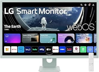 32SR50F-G Smart Monitor 32-Inch FHD (1920x1080) IPS Display, webOS 23, HDR 10, x2 Built-in Speakers, AirPlay 2, Screen Share, Bluetooth, ThinQ App, Remote Control, Green
