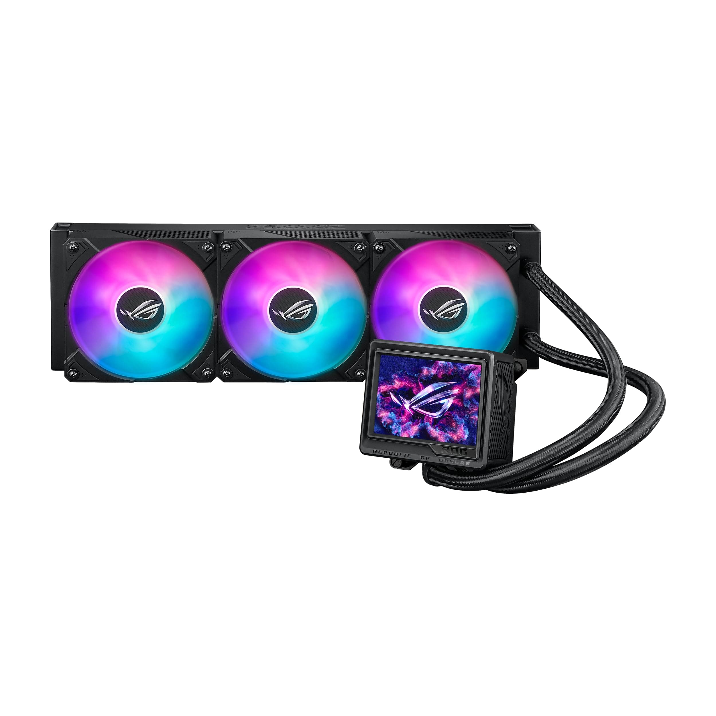 ROG RYUJIN III 360 ARGB EXTREME all-in-one AIO CPU liquid cooler, AMD Ryzen 9000 & Intel® Core™ Ultra Ready, Asetek Gen8 V2 pump; high airflow static pressure magnetic fans; customizable 3.5" LCD