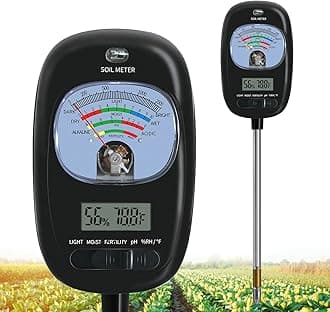 7-in-one Soil Test Kit, Soil Moisture Meter/PH Meter/Sunlight Intensity/Fertility Soil Tester, LCD Display Air & Soil Hygrometer Temperature for Garden, Farm, Lawn Care Moisture Meter for Hous Plants